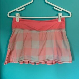 EUC Lululemon Rare Pace Setter Pleated Back Pink Gingham Skort Size 4